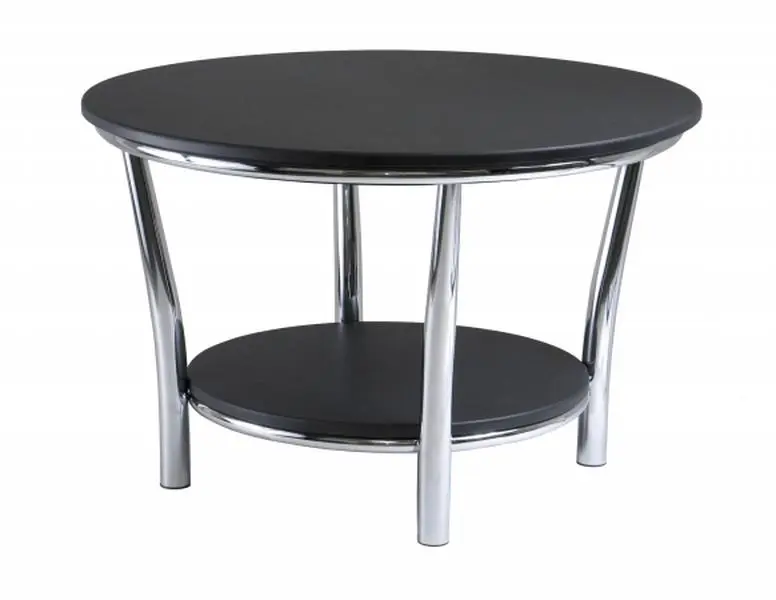 Winsome 93230 Maya Round Outdoor Coffee Table - Black Top, Metal Legs, Outdoor Coffee Tables