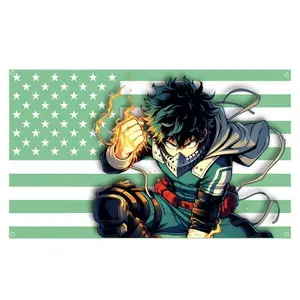 Midoriya Izuku Anime Wall Tapestry, Hero Academia Inspired Room Decor, Lightweight Polyester Wall Hanging for Bedroom, Living Room, College Dormvalentine's wall decor flags