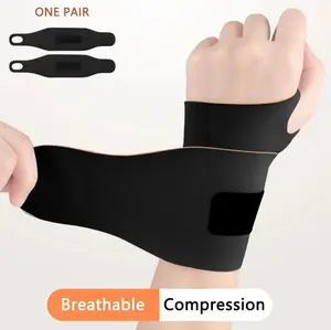 2 Pack Breathable Wrist BraceAdjustable Compression Support forCarpal Tunnel, Arthritis & GymWorkouts -Ultra-Thin Sweat-Wicking Design for Men & Women(Black） ankle wrap soft protective sleeve