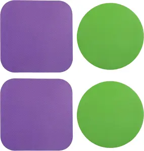 4pcs Jar Opener, Rubber, Multi-function Silicone Bottle Opener for Seniors with Weak Hands Lid Cap Gripper Pads Kitchen Coasters Gadgets(Green, Purple)