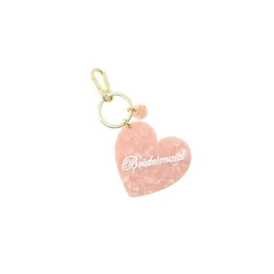 Solar Eclipse Hand-Painted Bridesmaid Bag Charm & Keychain in Pink