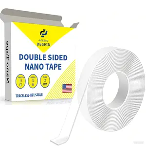 Double-Sided Mounting Tape (17 ft), Multipurpose Removable Foam Tape, Clear, Household