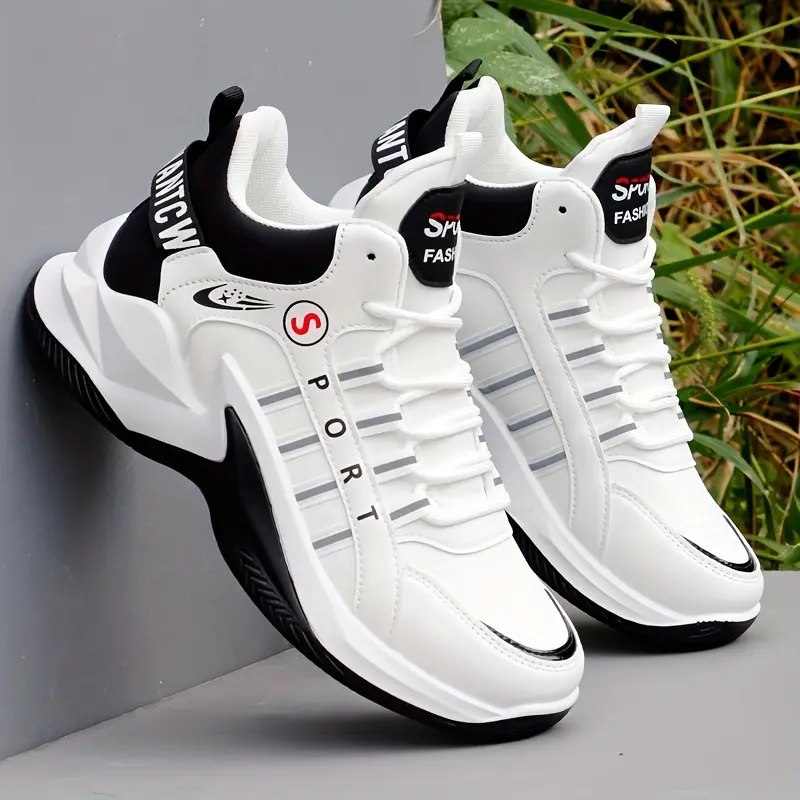 [Trendy Men's Casual Shoes] Colour Block Basketball Shoes - Comfy Non Slip Lace Up Casual Soft Sole Sneakers For Men's Outdoor Activities