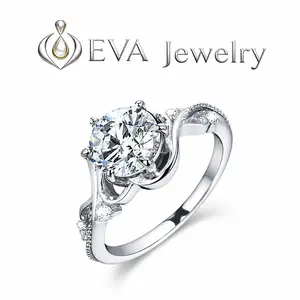 [EVA Jewelry] Scrolling Vines 1.5CT 925 Sterling Silver Synthetic Moissanite Ring