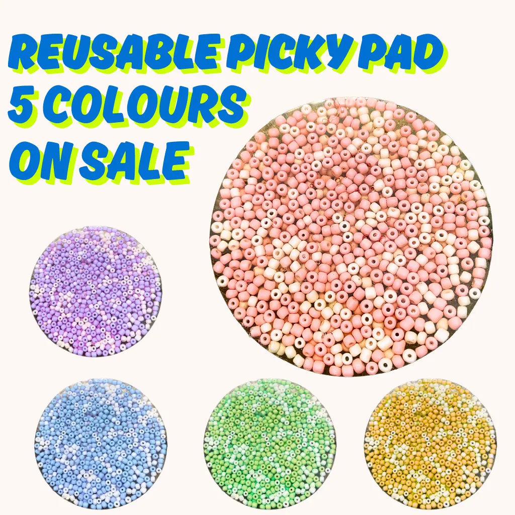 Picky Pads Soft Sensory Fidget Calming Sensory Tools - Stress Relief Gadget with Multi-Color Tactile Beads, Fidget-Inspired Design, Skin Picking Relief, Everyday Carry for Adults & Ages 4+