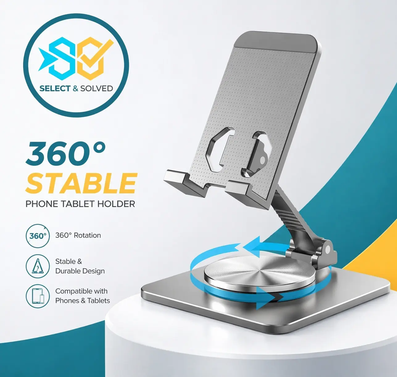 Select & Solved | 360 Degree Stable Phone Tablet Holder Portable Ultra Strong Support