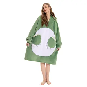 OLAOLA Green Dinosaur Wearable Blanket Hoodie Animals Onesie Oversized Soft Homewear With Giant Pocket For Adult