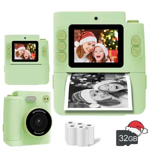 Kids instant camera, 2.4-inch 1080P camera with 32GB card and photo paper, Festivals, birthdays gift for children 6-12+ aged，Toy camera