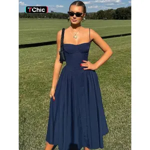 Women's Plain Backless Bodycon Dress, Elegant Minimalist Spaghetti Strap Sleeveless Dress for Party Club Holiday, Ladies Summer ClothesGift