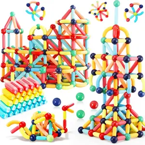 Magnetic building block set, STEM building toys suitable for boys and girls aged 3-6, large magnetic game set, suitable for early childhood education and learning