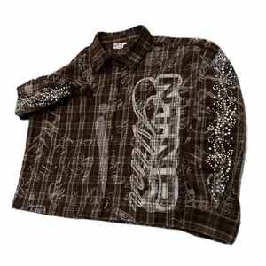 THROUGH CHAOS FLANNEL Plaid Shirt with Embellished Sleeves and Unique Design for Stylish Outfits