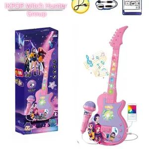 Electric Guitar Toy with Microphone, Sound Light Music Guitar, Girl's Early Learning Instrument, Unisex Singing Toy