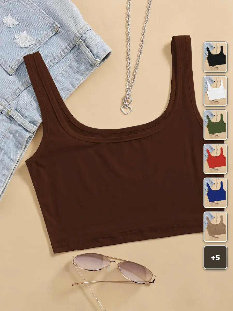 Cami Top Solid Color Basic Strappy Summer Outfit Everyday Casual