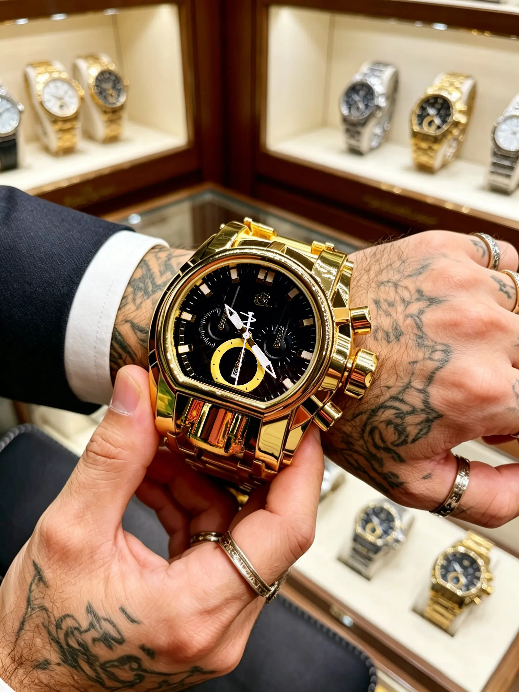 City Punk Metal Fashionable Wristwatch, Dial with Circle Accent, Analog Barrel Shaped Dial, Quartz Movement, Fashionable Street Style