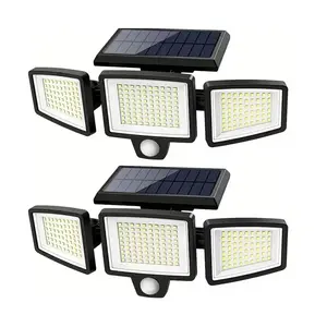 2 Pack Triple Head Solar LED Motion Sensor Light, IP44 Waterproof Outdoor Security Lighting