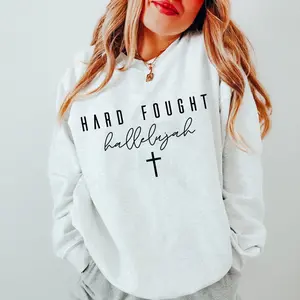 Hard Fought Hallelujah Sweatshirt Jesus Christian Sweatshirt Bible Verse Religious Sweater Christian Gift