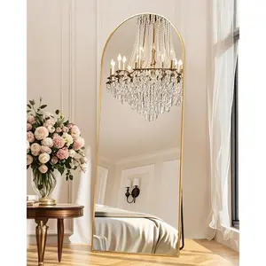 58"x19"Mirror Full Length,Arched Full Length Mirror with Stand,Full Body Mirror,or Large Leaning for Bedroom Living Room Gold