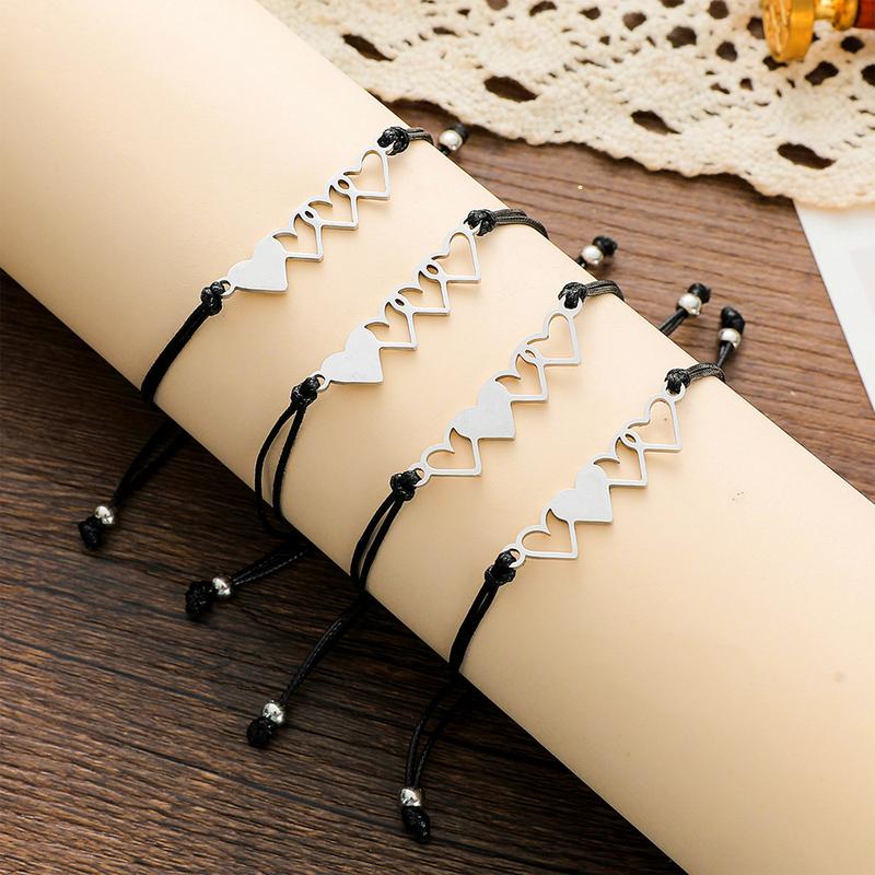 4 PCS Heart-shaped Matching Bracelets for Best Friend Family Women Mens