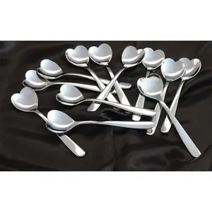 NEW Lot of 12 Demitasse Espresso 5" Spoons Alessi Delta 1st Class Airline HEART