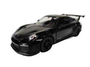KINSMART 1:36 Scale Porsche 911 GT2 RS Diecast Toy Black Color Officially Licensed Pull-back Go Action Openable Doors Model Car