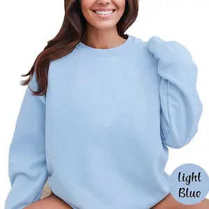 Unisex Light Blue Sweatshirt Loose Fit Long Sleeve Cotton Top Shirt Essential Basics Outfit Casual Comfy Soft Cotton Top