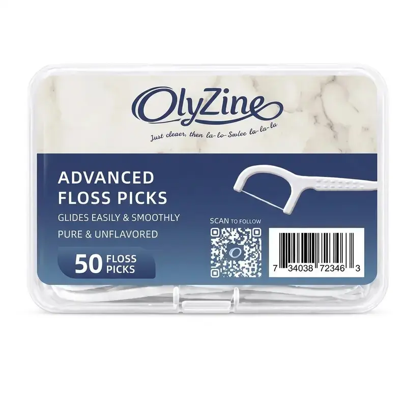 50 Count Dental Floss Picks, Unflavored Dental Flossers With Easy Glide String, Disposable Teeth Cleaning Picks For Daily Oral Care, Portable Travel Case