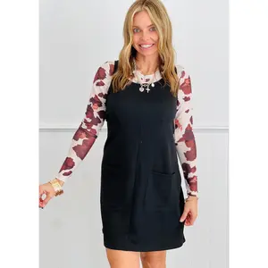 Black Rory Ribbed Jumper Dress (Reg. and Plus)