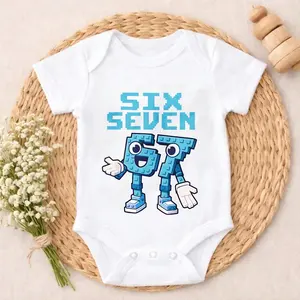 Baby Bodysuit Romper Six Seven Robot Numbers Play Baby Shower Gift Everyday Wear Casual Wear Snap Closure Soft Unisex Romper Gift Set for Coming Home, Birthday & Baby Shower 0-24M