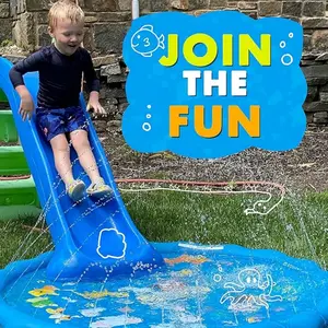 Extra-Large (66.9in)Shallow pool & Splash Pad & Kiddie Pool Colorful Alphabet & Animal Spray Toys,thickened Durable PVC,for Ages 3-5, Portable Summer Fun for Backyard & Lawn,Cartoon Spray Mat, foldable dog pool,Summer Play,Backyard Fun
