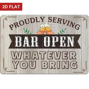 Funny Bar Signs for Home Garage Decor - Bar Open Sign Vintage Metal Wall Art, Rustic Man Cave Pub Tavern Decorations, Durable Bar Accessories Gifts for Men 8x12 Inch