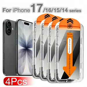 4Pcs Screen Protector Set for iPhone Models 17/16/15/14/13/12/11 Pro Max Plus Air Mini, Anti-Fingerprint Full Coverage HD Display Protection