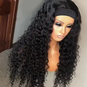 Gabrielle Wigs Headband Wig Deep Wave Human Hair None Lace Front Wig Human Hair Machine Made Wigs Glueless Curly Hair Headband Half Wigs For Black Women Human Hair Natural Color FallFreshness WeeklyDeals