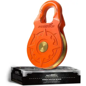 Winch Snatch Block 18 Ton - Winch Pulley (79,366 Lbs) Break Strength, Heavy Duty Off Road Recovery Towing Pulley Blocks for Synthetic Rope or Steel Cable, Truck, UTV, ATV, Orange