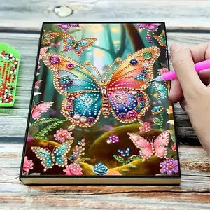 Butterfly Pattern DIY Diamond Art Painting Notebook, DIY 5D Diamond Arts Colorful Painting Notebook, DIY Decorative Art Book, Creative Gift, Diamond Painting Kit