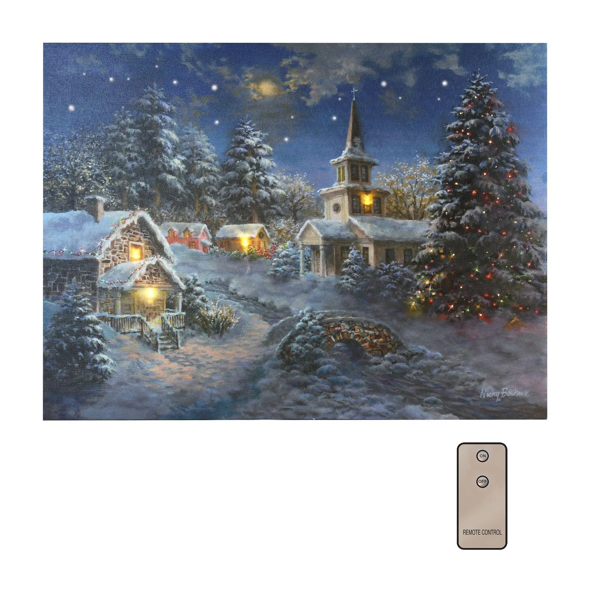 LumaBase Lighted Wall Art with Remote Control -Winter Village LumaBase Lighted Wall Art with Remote Control -Winter Village