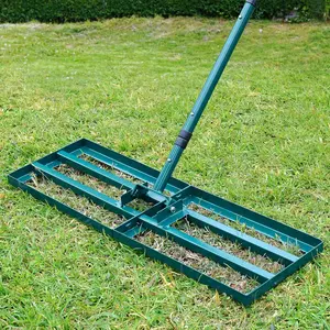 Lawn Leveling Rake,Stainless Steel Lawn Leveler with 30"x10" Ground Plate, 78" Adjustable Long Handle, Level Yard Tool for Grass, Golf Field, Level Soil or Dirt Ground Surfaces-Green