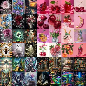 AIBOERL 5D Diamond Painting Kit - 12x16in Square/Round Drills, Random Cartoon Animal/Landscape Designs, DIY Diamond Art for Beginners (Toys & Hobbies Needlework Craft),summervibes