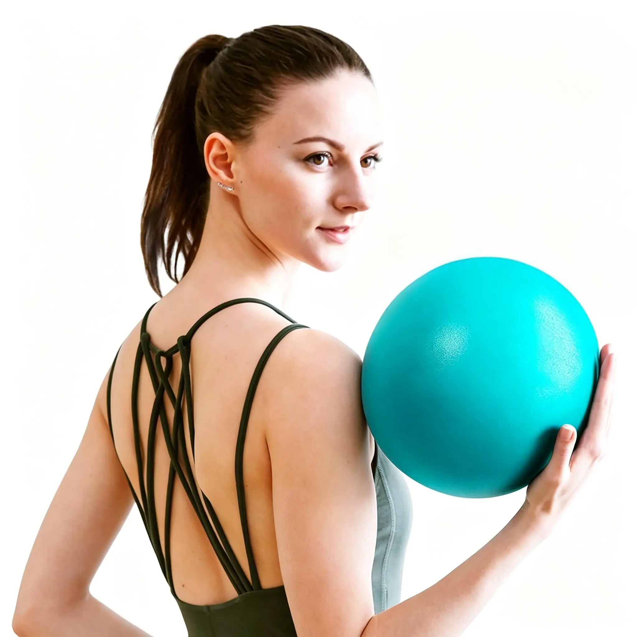 9-Inch Mini PVC Anti-Burst Pilates Ball, Easy-Inflate Small Fitness Balance Training Equipment for Core Training, Physical Therapy, Pregnancy, Inflate Easy