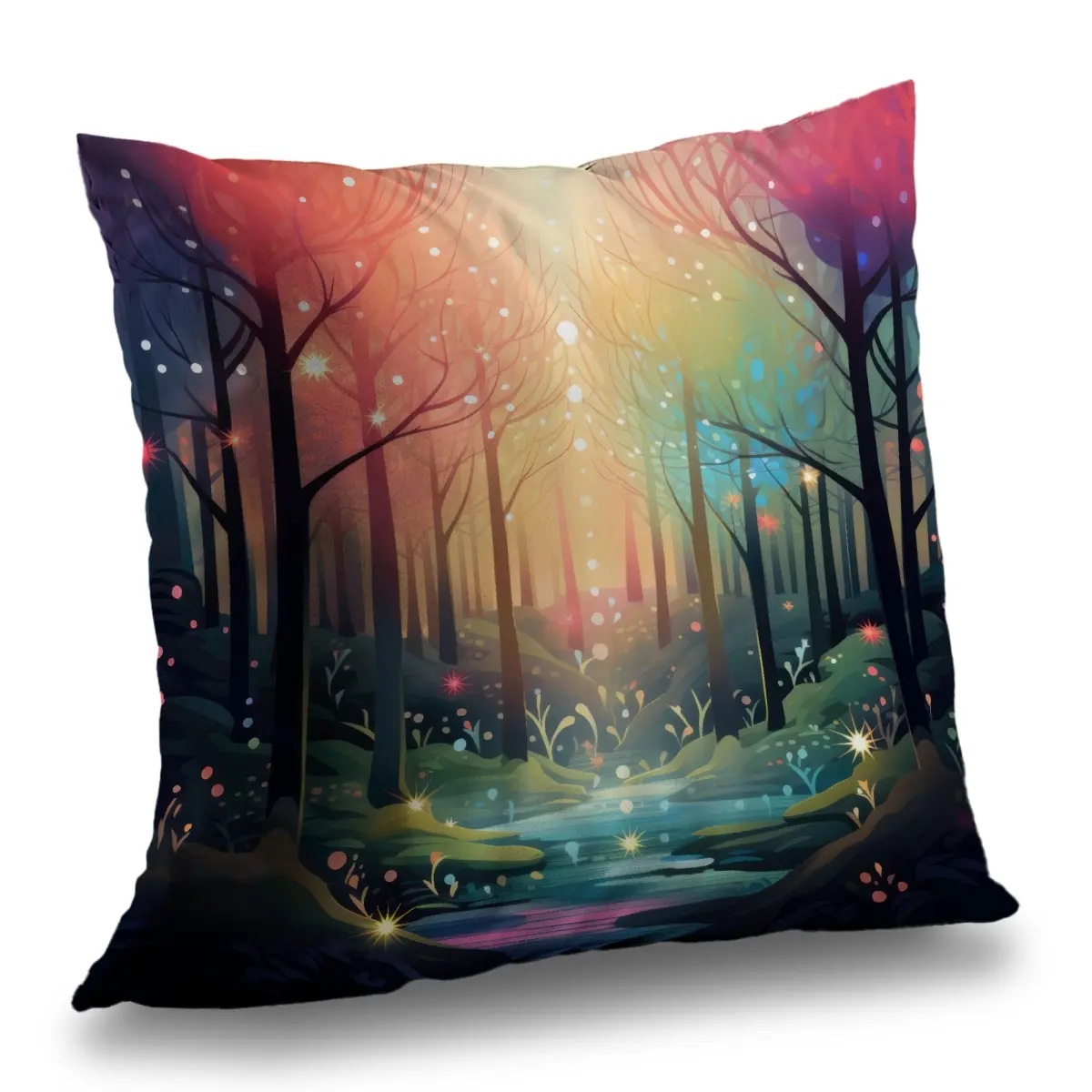 MWW C1PC1818VS8RIK 18 x 18 in. Magical Forest Pink Polyester Twill Throw Pillow for Home Decor - Cozy Style, Fairy-Inspired Standard Pillows, Magic-Themed Standard Pillows