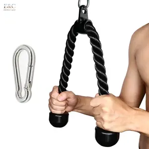 EC 2 Colors 27 & 36 Inches Heavy Duty Tricep Rope, Solid Rubber Ends Coated Nylon Rope Fitness Accessory for Cable Machine Pulldown Workout