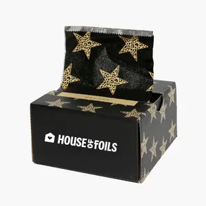 House of Wild Child Black Backdrop Cheetah Print Stars Hair Foil 5 x 11 Inches Gift Packaging Supplies Beautiful Gift Box Design
