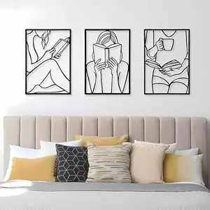 3 Pieces Metal Minimalist Abstract Woman Wall Art Line Drawing/ Décor Ornaments Retro Style Decoration  Hanging