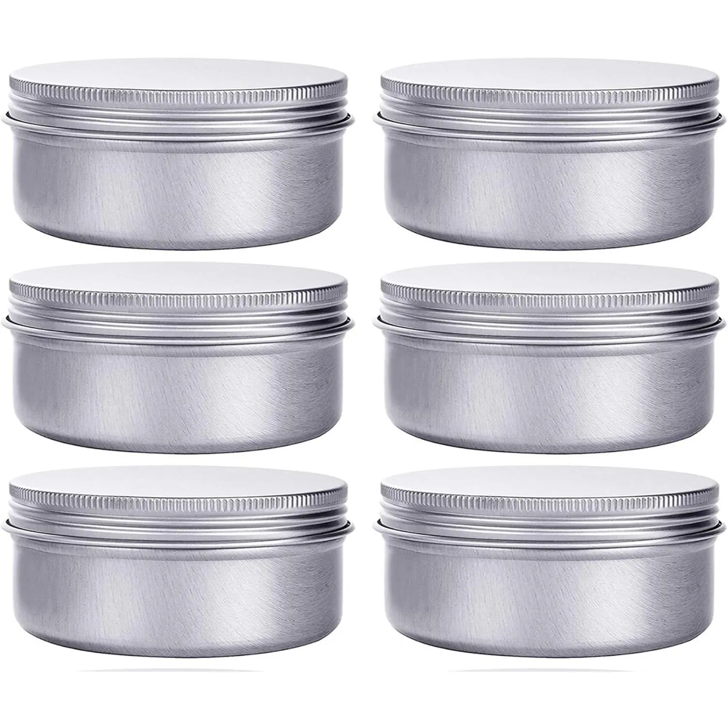 6 Ounce Aluminum Cans 180 mL Screw Lid Metal Storage Tins Containers for Storing Spices, Candies, Lip Balm, Candles, 6 Pcs. Bottles Round