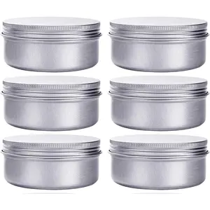 6 Ounce Aluminum Cans 180 mL Screw Lid Metal Storage Tins Containers for Storing Spices, Candies, Lip Balm, Candles, 6 Pcs. Bottles Round