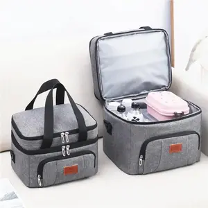 Multifunctional Thermal Cooler Bag with Adjustable Strap Large Insulated Lunch Box for Office Picnic Travel School Use Men Women