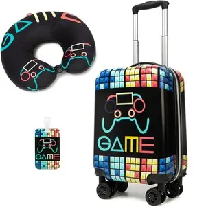 3-Piece Kids Rolling Suitcase Set Keep your mini traveler comfortable and stylish on long flights! Features a heavy-duty durable shell with a spacious interior for all their gadgets. Comes with a matching neck pillow for comfy naps!