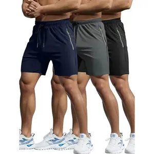 2026 Summer Men's Quick Dry Athletic Shorts, Elastic Waist Drawstring Running Gym Shorts with Zipper Pockets, Lightweight Breathable Workout Shorts for Fitness, Hiking, Beach, Outdoor Activities, Men's Fashion Activewear