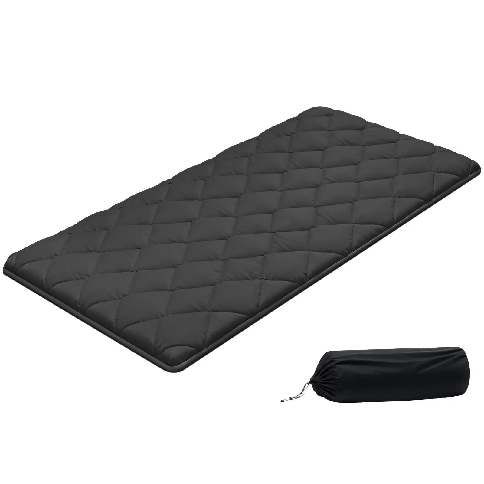 【SummerFinds】VEVOR Twin Size Foldable Japanese Tatami Mat, Ergonomic Design 9-Layer Durable Floor Mat with Storage Bag & Fastener, Balanced Support for Camping & Dormitory, Easy to Store, 80x39x3.5in, Black