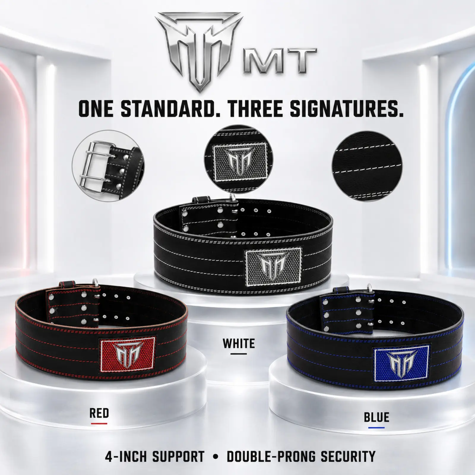 MT Pro Powerlifter Belt | Premium Leather Back Support for Weightlifting, Squats & Deadlifts