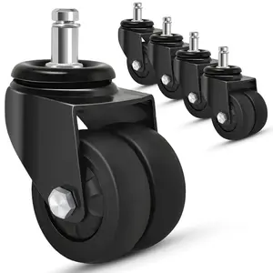 Office Chair Caster Wheels 2 Inch, 11mm, Heavy Duty Replacement Rubber Chair Casters, Support 750lbs(Set of 5), Quiet Rolling Desk Chair Rollers, Safe for Hardwood Floors&Carpet, Universal Fit